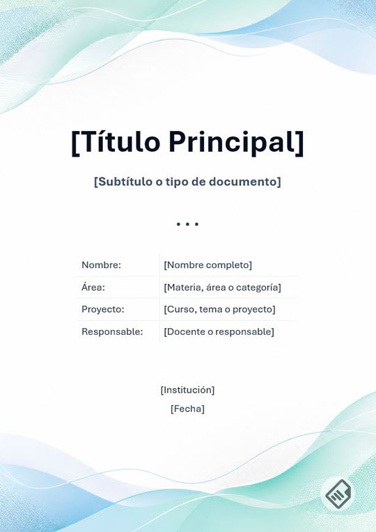 Portada Fácil y bonita Calm Waves para Word y Google Docs