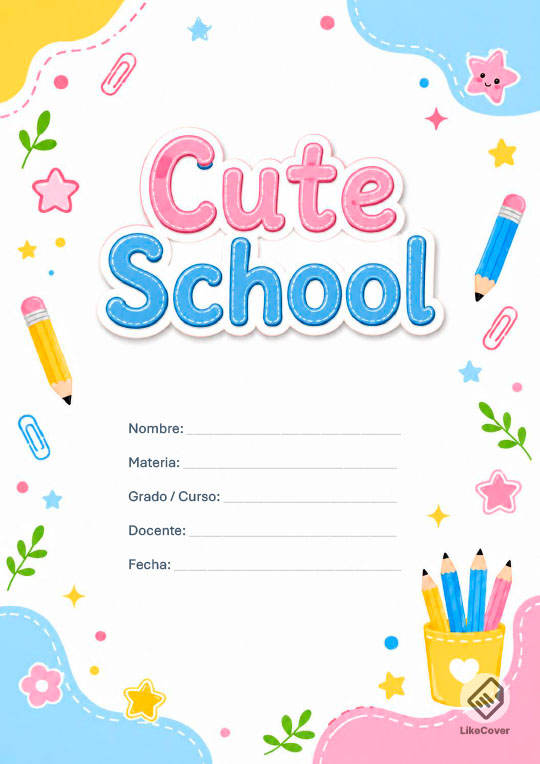 Portada fácil y bonita Cute School