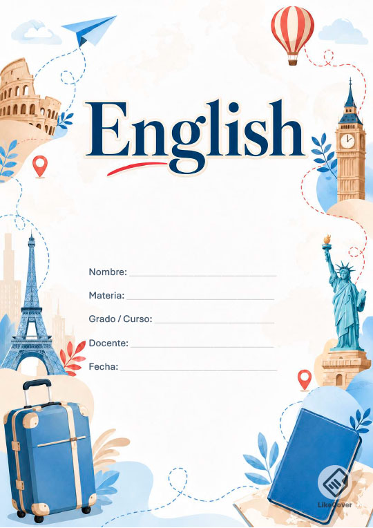 Portada Inglés fácil y bonita Travel Icons para imprimir