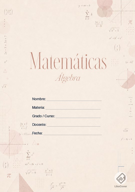 Portada Matemáticas Aesthetic Blush Algebra