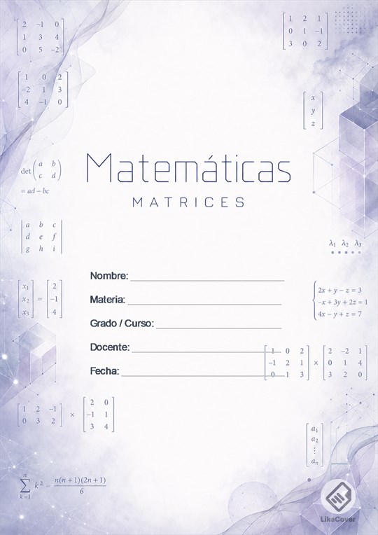 Portada Matemáticas Aesthetic Mist Matrix