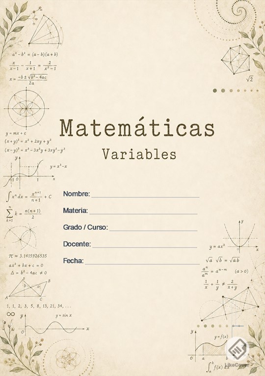 Portada Matemáticas Aesthetic Vintage Variables
