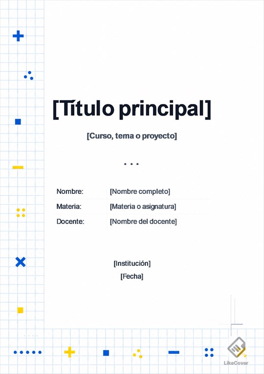 Portada Matemáticas fácil y bonita Cuadrícula Clara