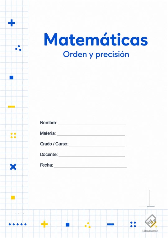 Portada Matemáticas fácil y bonita Cuadrícula Clara