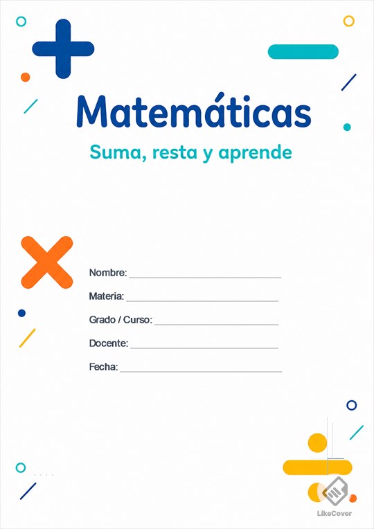 Portada Matemáticas fácil y bonita Operaciones Simples