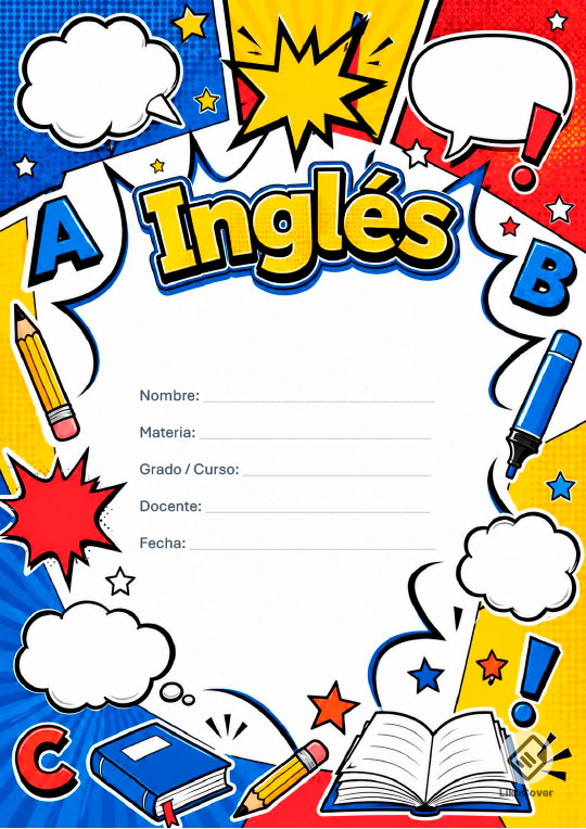 Portada Inglés creativa Comic Class