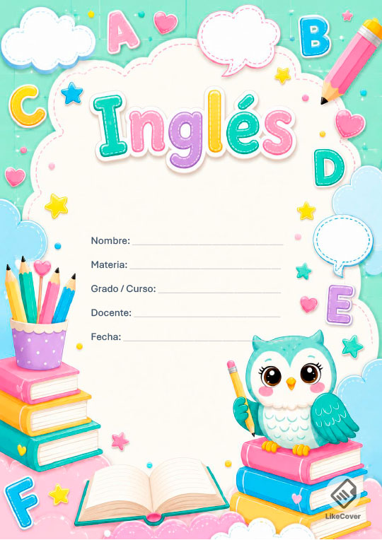 Portada Inglés creativa Kawaii Owl