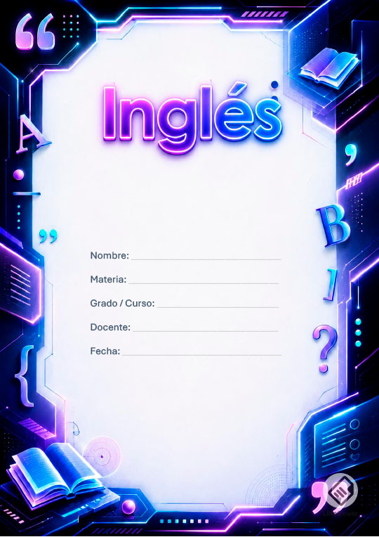 Portada Inglés creativa Neon Grammar