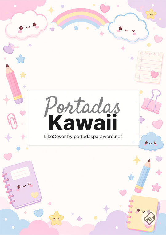 Portadas Kawaii para cuadernos, Word y Google Docs